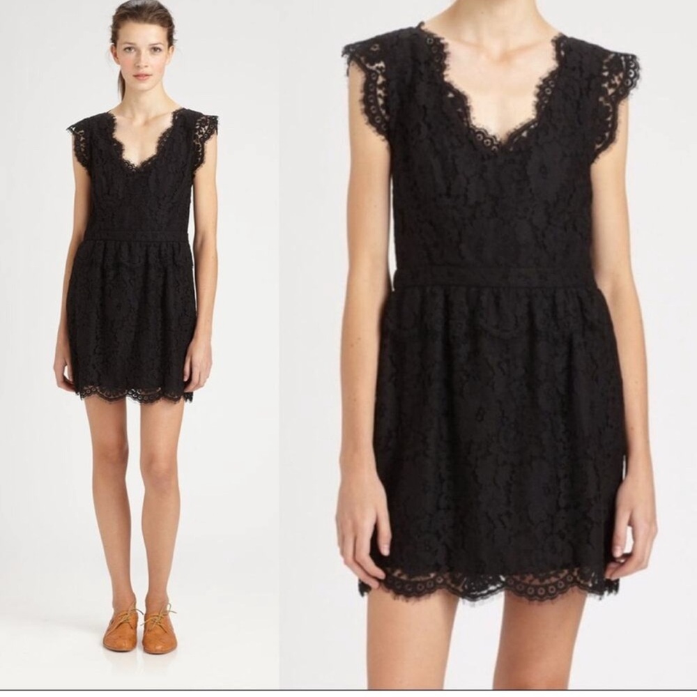 Joie Black Lace Mini Cocktail Dress LBD Size Large